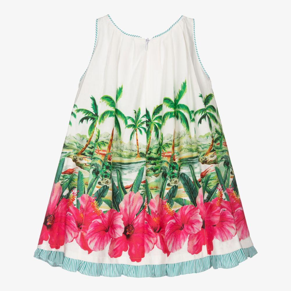 بان كون شوكولا-فستان قطن بوبلين لون أبيض | Childrensalon Outlet