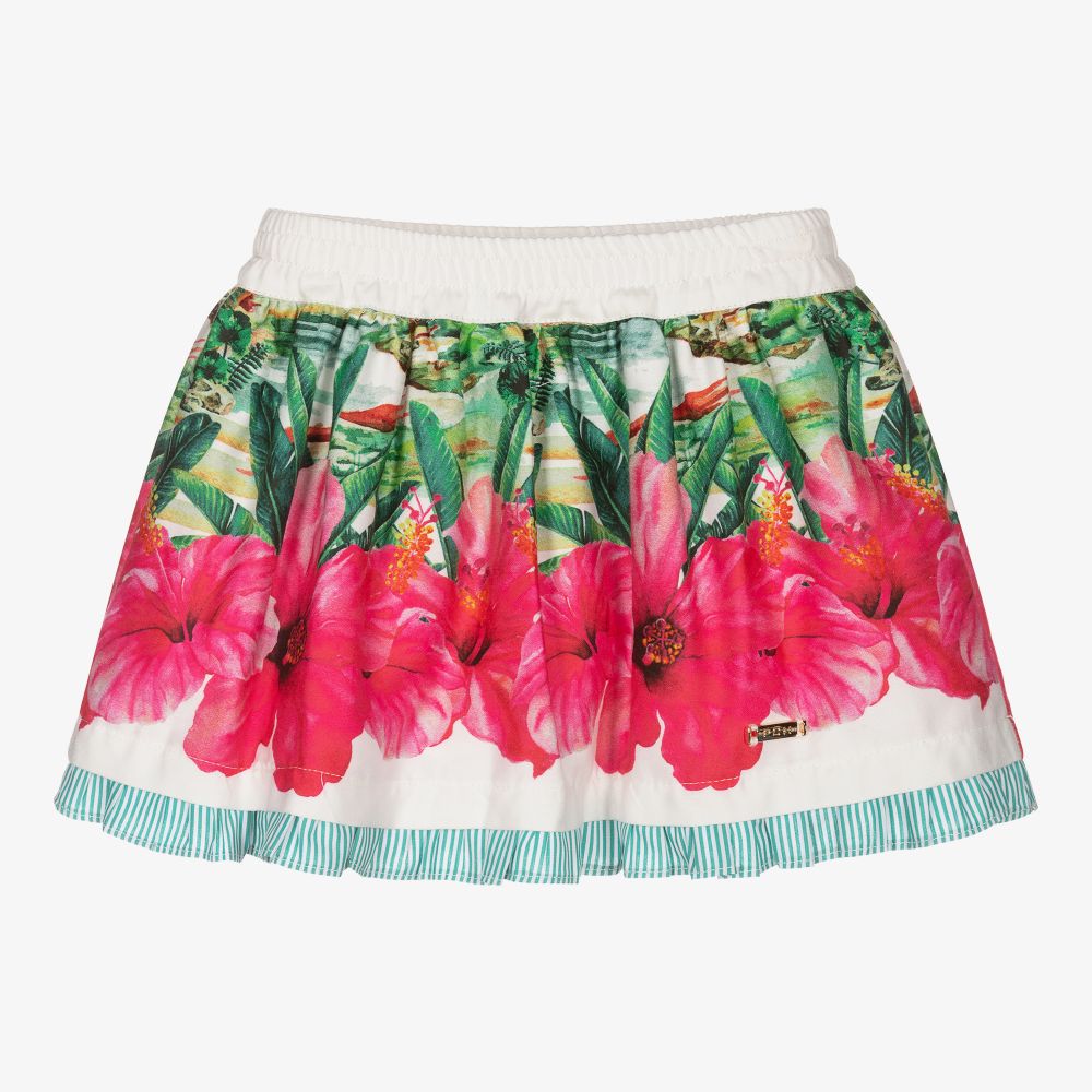 Pan Con Chocolate - Girls White Cotton Skirt | Childrensalon