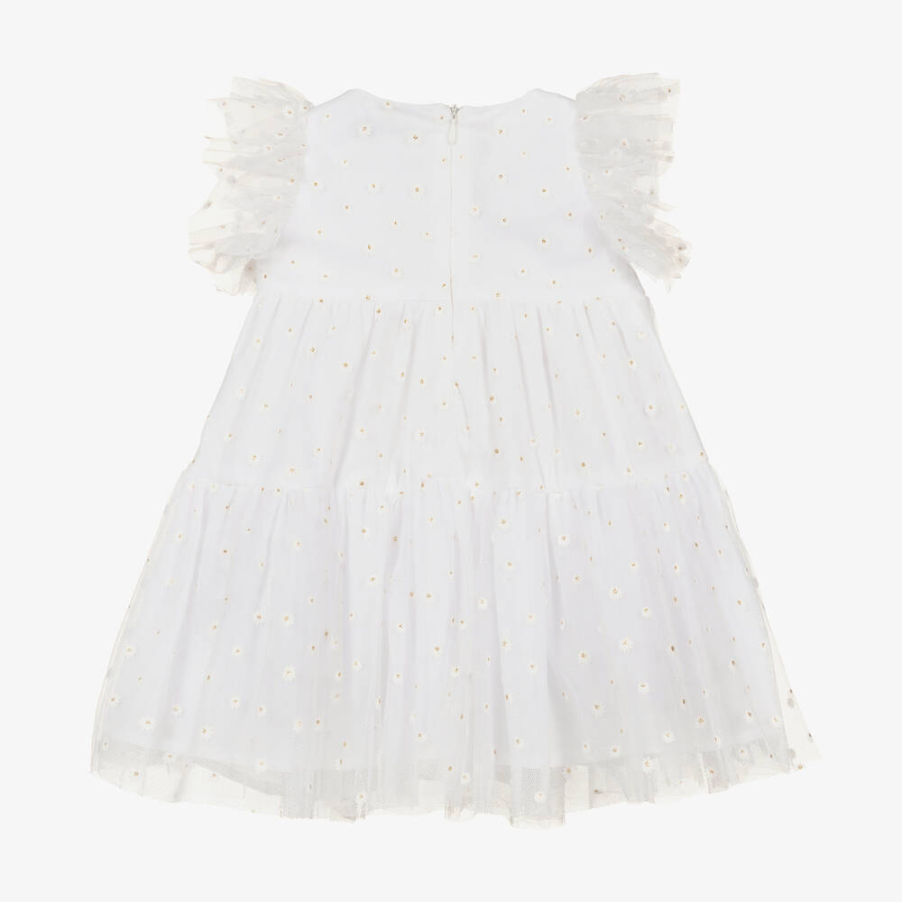 Pan Con Chocolate-Белое платье из тюля с цветами | Childrensalon Outlet