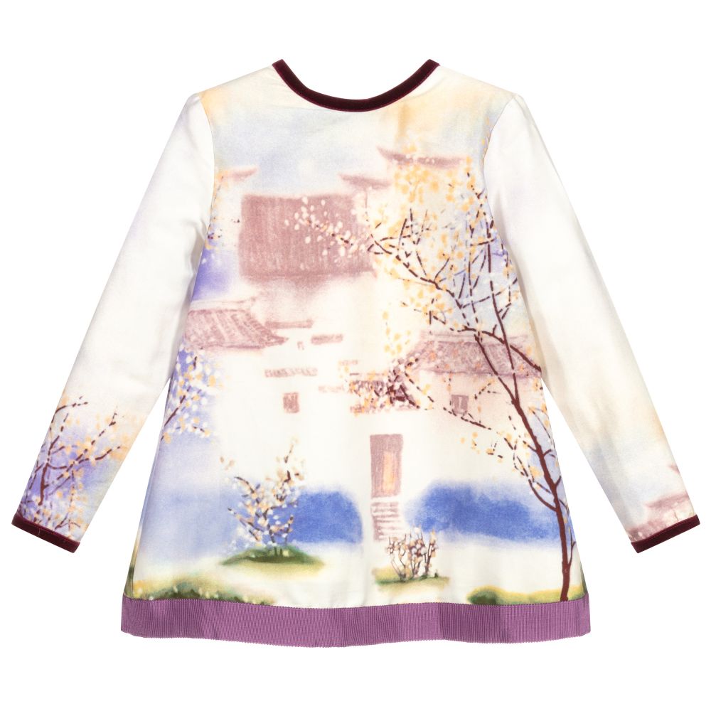 Pan Con Chocolate - Girls White & Purple Top | Childrensalon