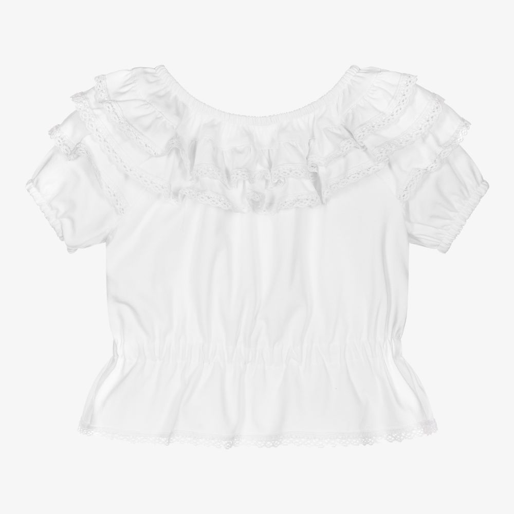 Womens white ruffle sleeve top discount