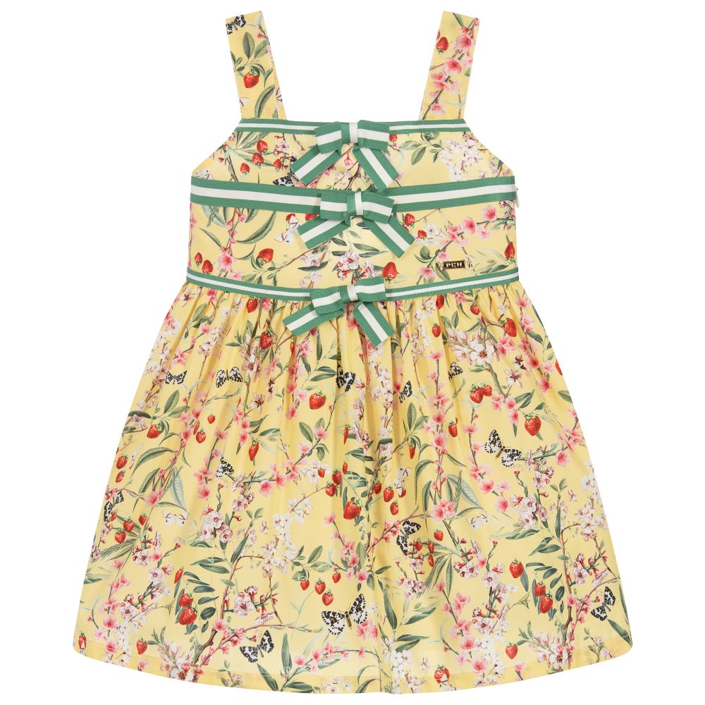Pan Con Chocolate - Girls Yellow Cotton Dress | Childrensalon