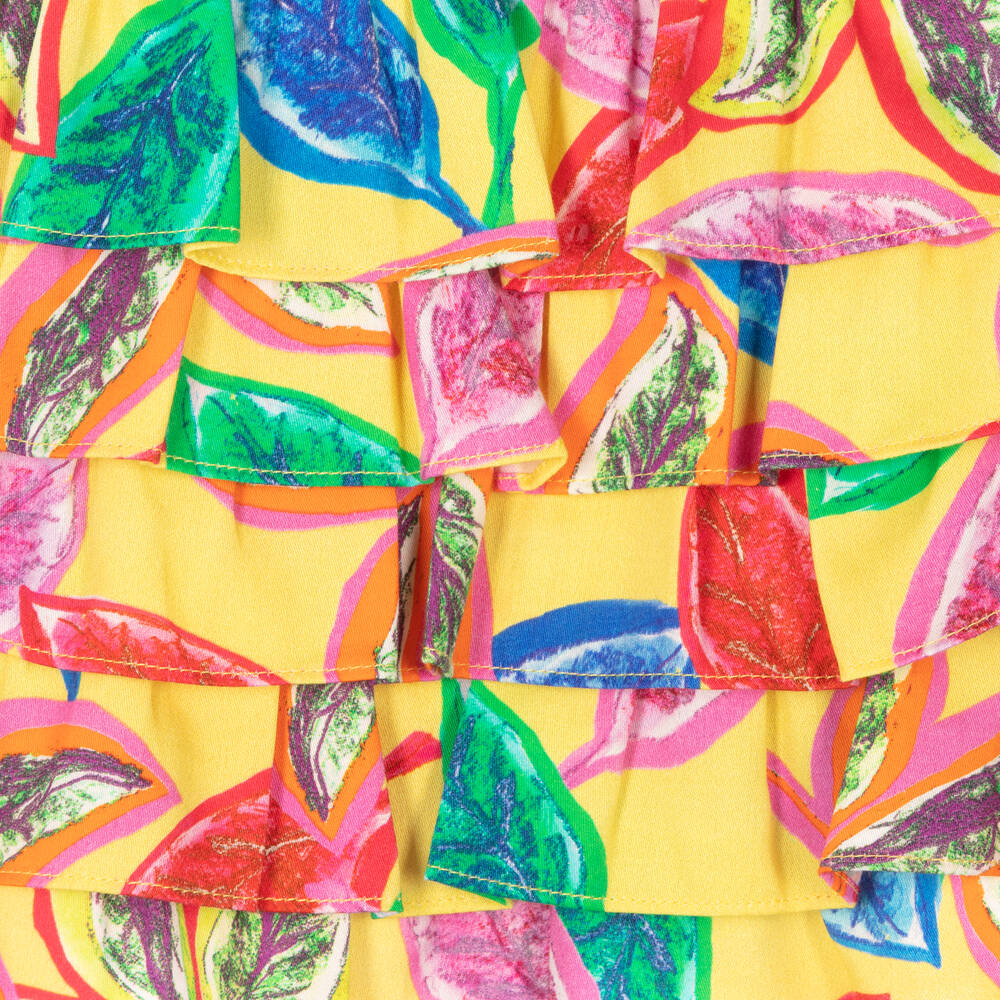 بان كون شوكولا-فستان قطن ساتين لون أصفر | Childrensalon Outlet