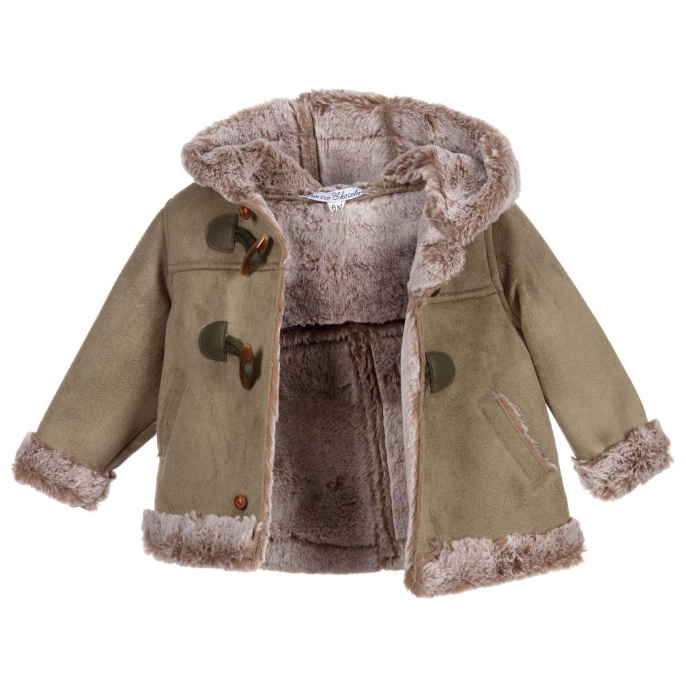 بان كون شوكولا-Green Duffle Baby Coat | Childrensalon Outlet