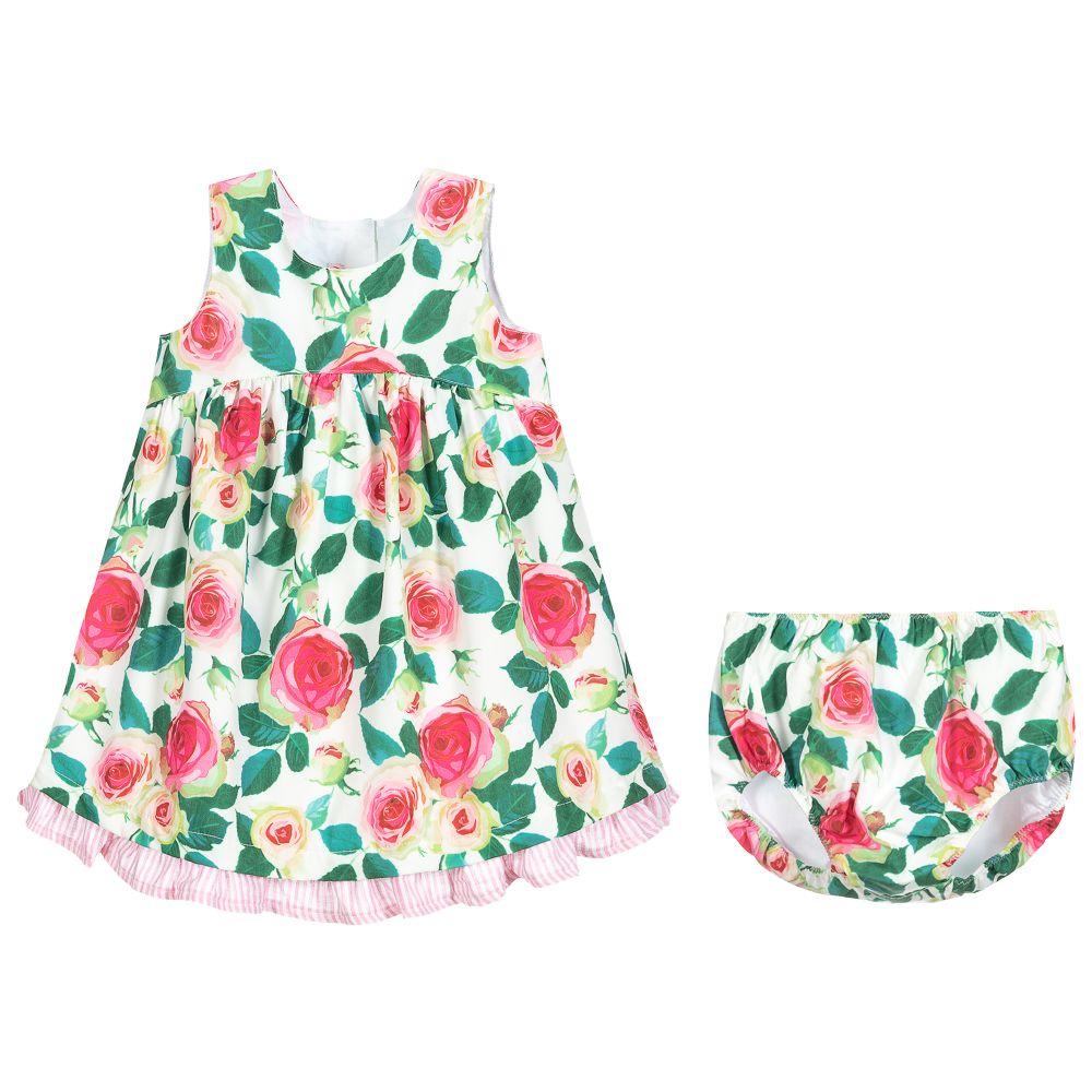 بان كون شوكولا-Green & Pink Floral Dress Set | Childrensalon Outlet