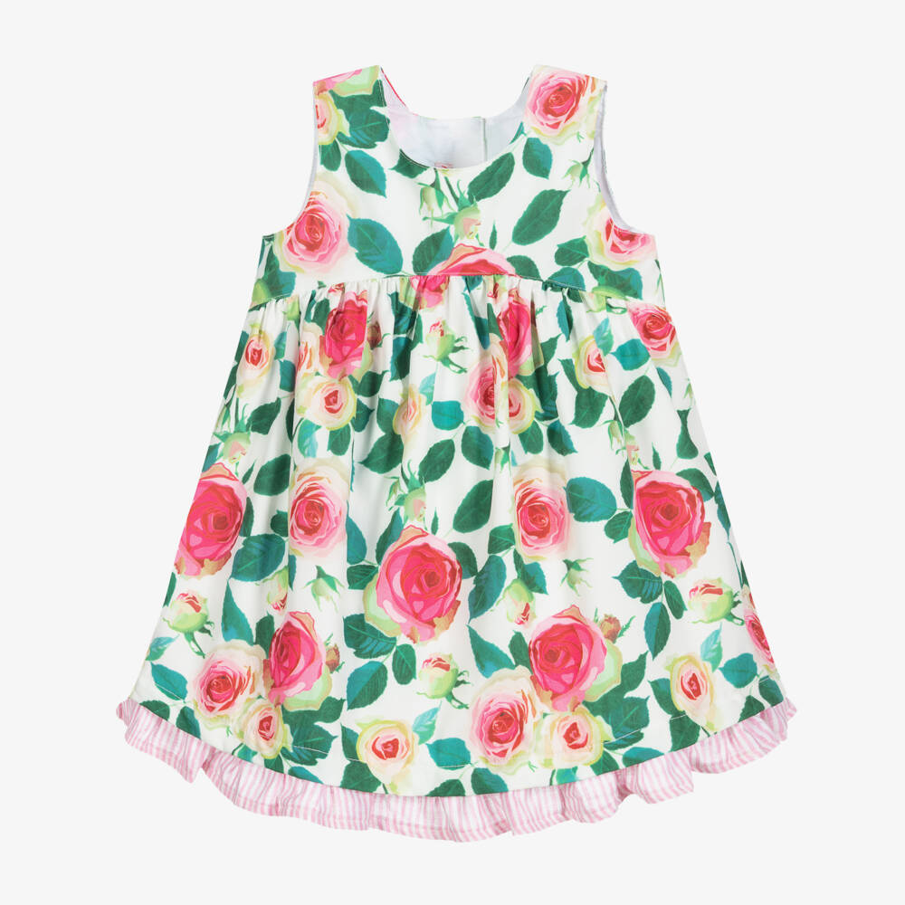 Pan Con Chocolate-Green & Pink Floral Dress Set | Childrensalon Outlet