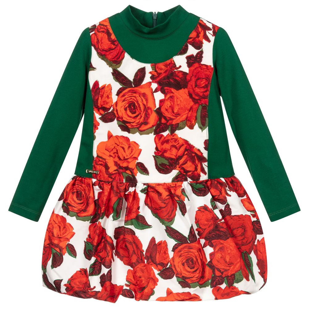Pan Con Chocolate - Green & Red Floral Dress | Childrensalon