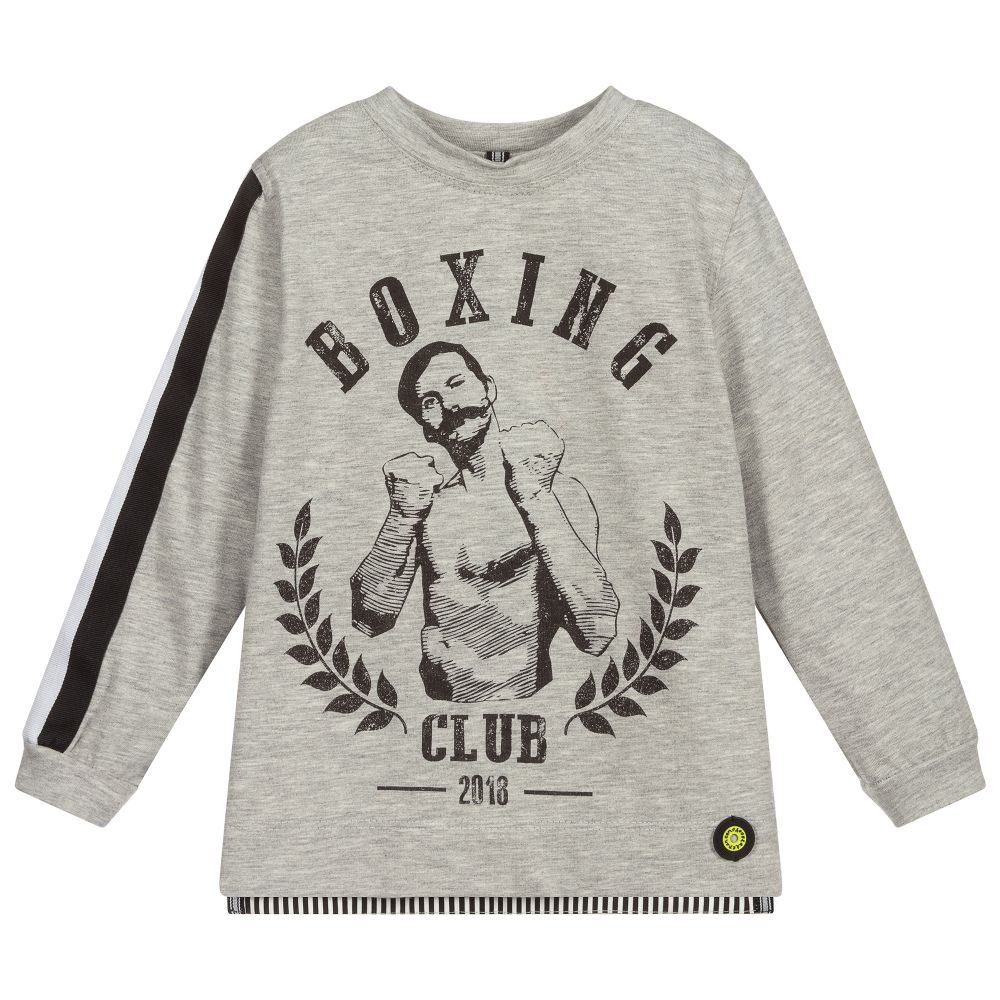 Pan Con Chocolate - Grey Cotton Boxing T-Shirt | Childrensalon