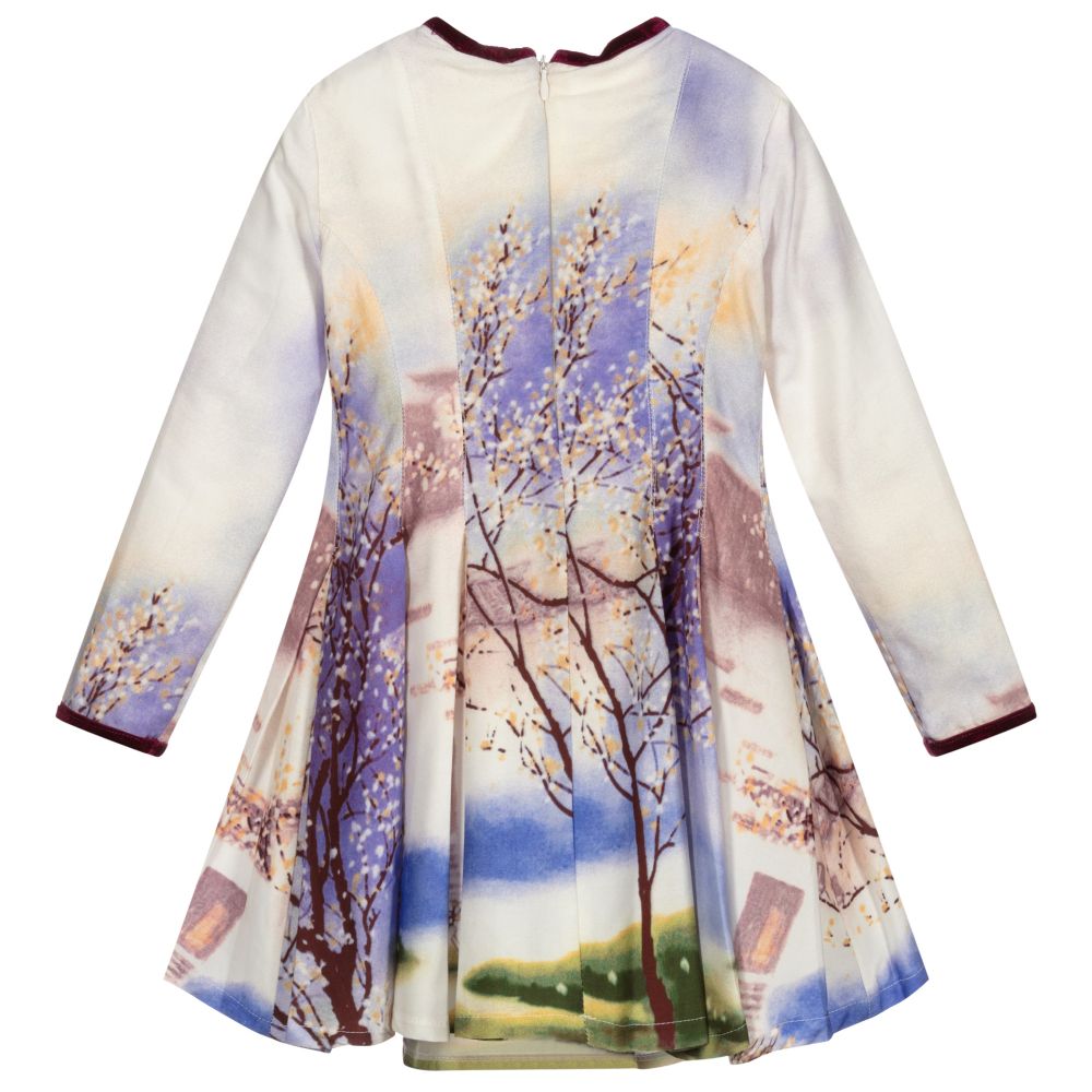 Pan Con Chocolate-Ivory & Purple Cotton Dress | Childrensalon Outlet