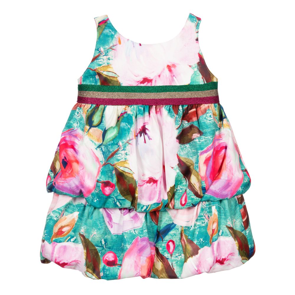 Pan Con Chocolate - Розово-зеленое платье с цветами | Childrensalon