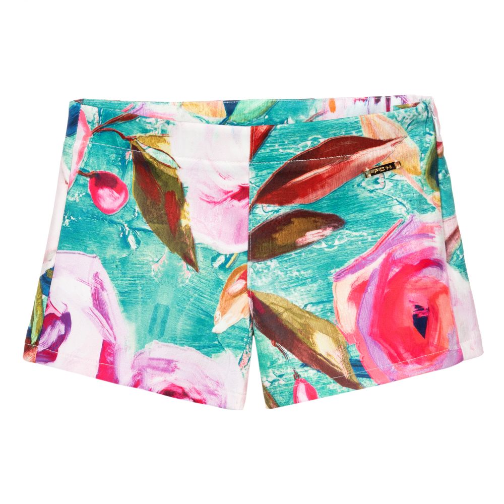Pan Con Chocolate - Pink & Green Floral Shorts | Childrensalon