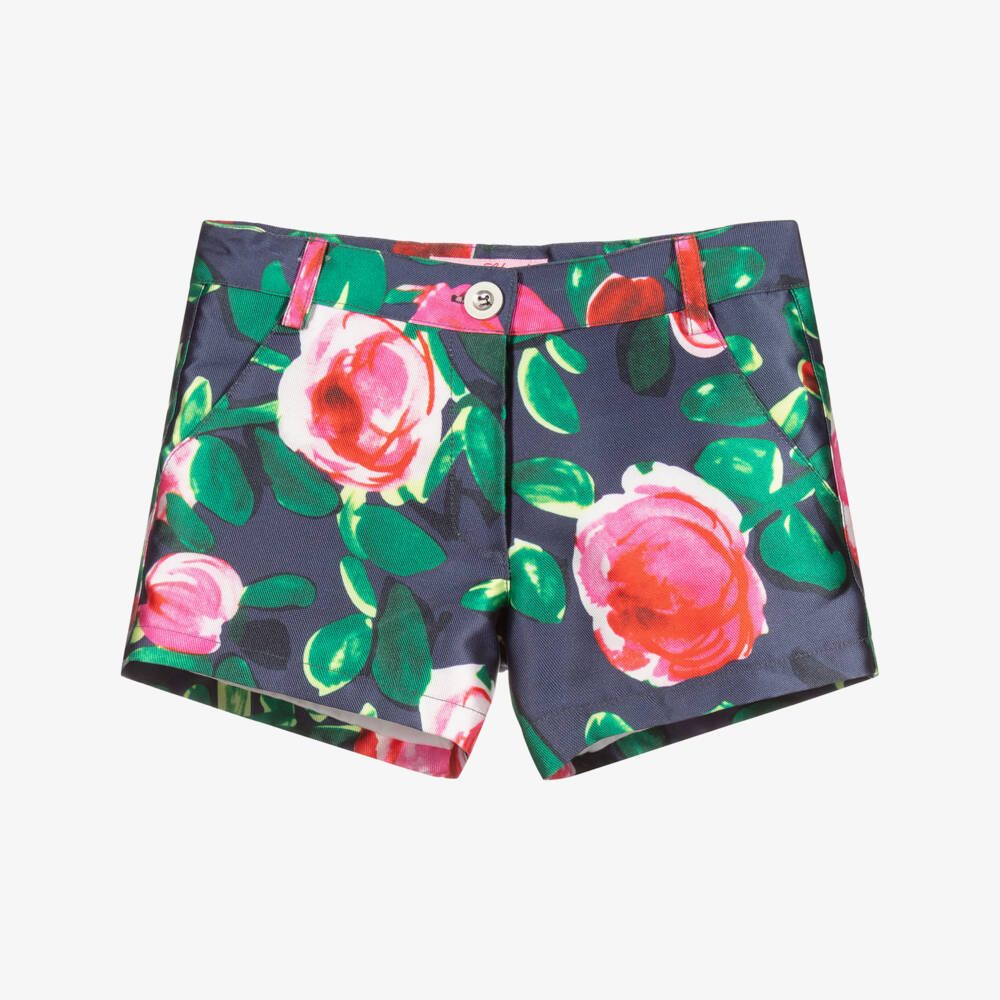 Pan Con Chocolate-Pink & Green Floral Shorts | Childrensalon Outlet