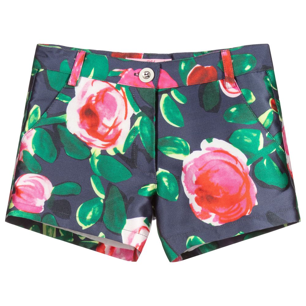 Pan Con Chocolate-Pink & Green Floral Shorts | Childrensalon Outlet
