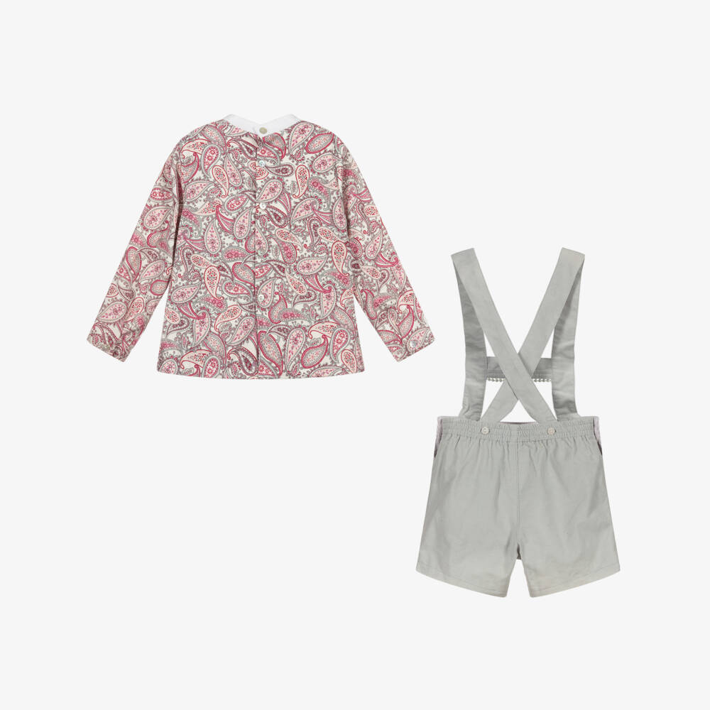 Pan Con Chocolate-Pink & Grey Shorts Set | Childrensalon Outlet