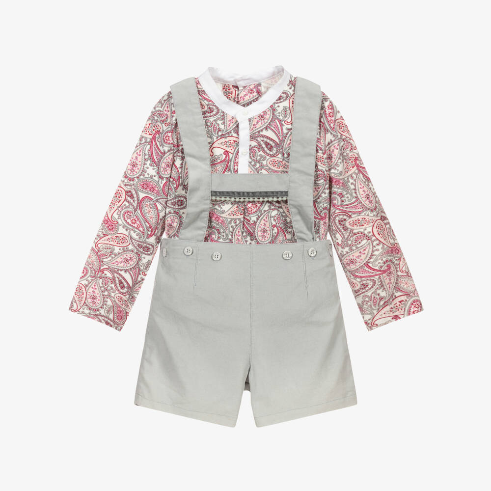 Pan Con Chocolate-Pink & Grey Shorts Set | Childrensalon Outlet