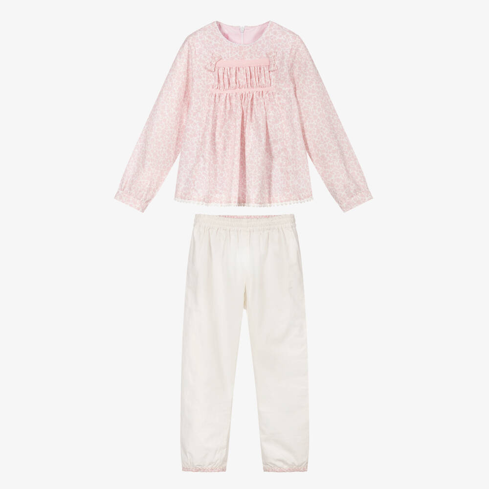 Pan Con Chocolate-Pink & Ivory Outfit Set | Childrensalon Outlet