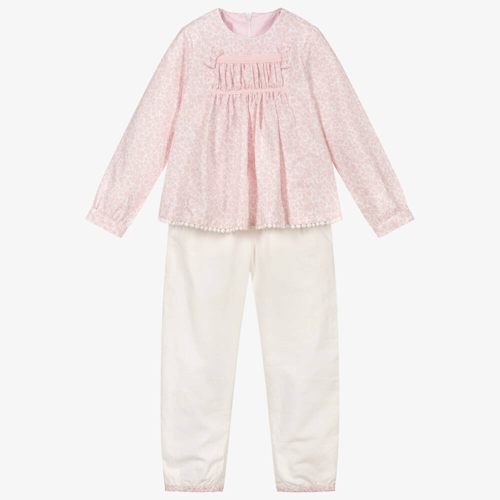Pan Con Chocolate-Pink & Ivory Outfit Set | Childrensalon Outlet