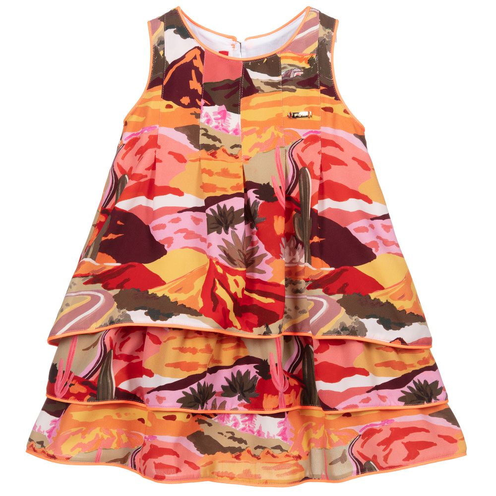 Pan Con Chocolate - Kleid mit Wüsten-Print in Pink und Orange | Childrensalon