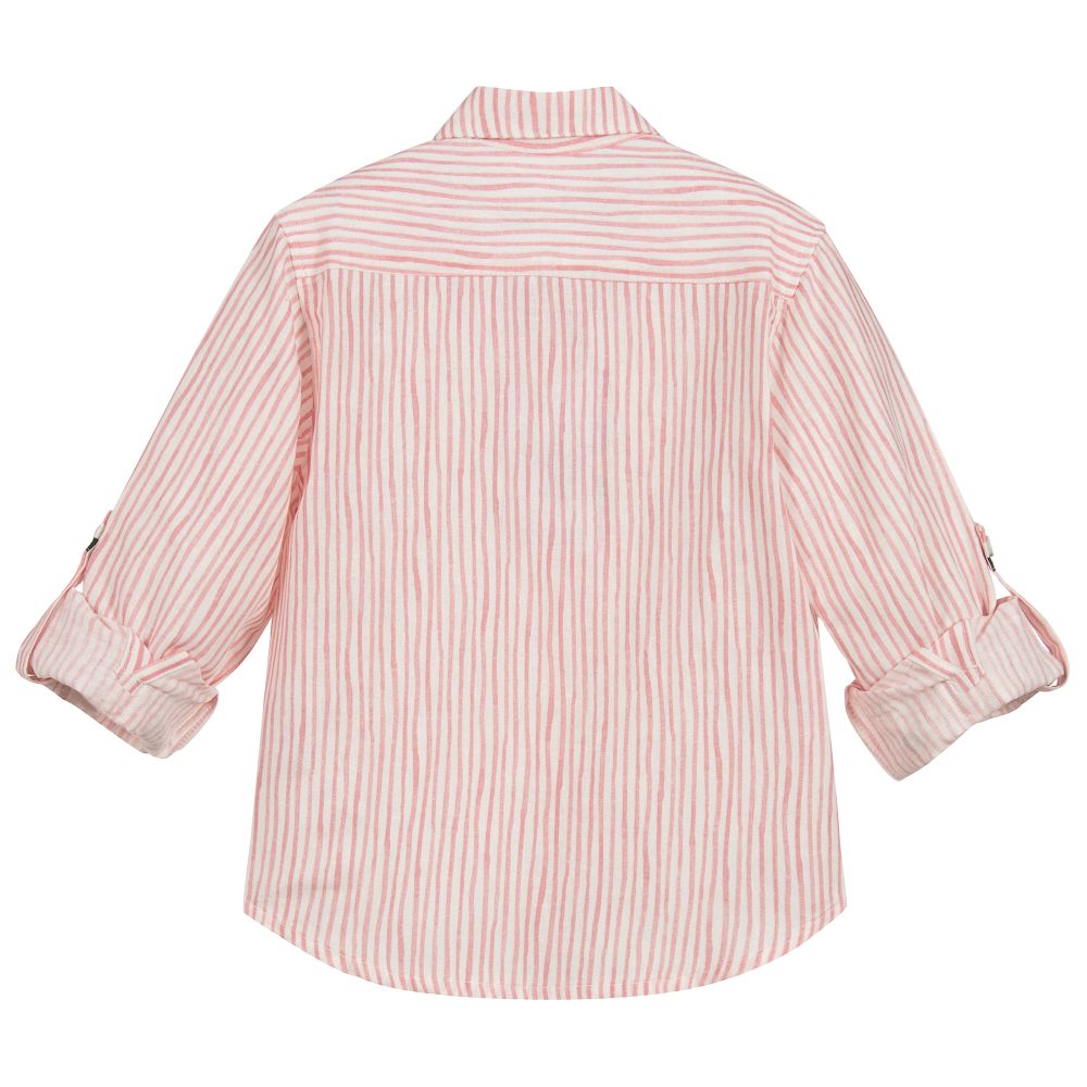 Pan Con Chocolate-Pink Stripe Cotton Shirt | Childrensalon Outlet