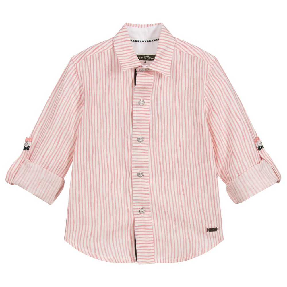Pan Con Chocolate - Pink Stripe Cotton Shirt | Childrensalon