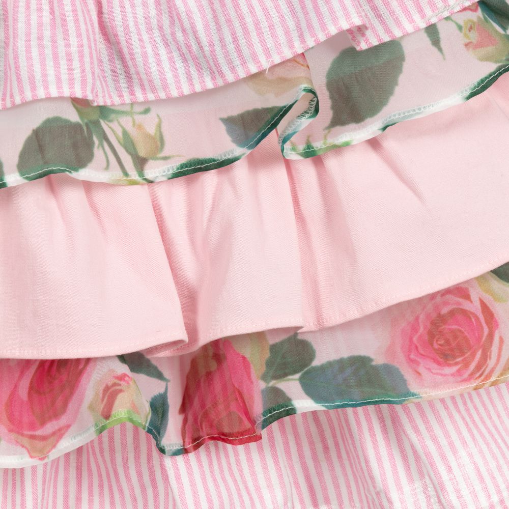 Pan Con Chocolate-Pink Striped Linen Dress | Childrensalon Outlet