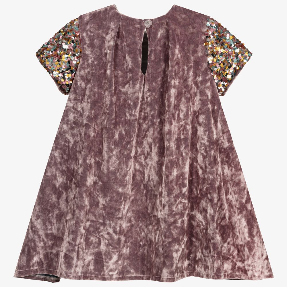 Pan Con Chocolate-Pink Velour Sequin Dress | Childrensalon Outlet