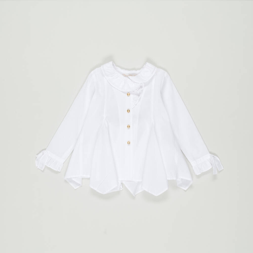 Pan Con Chocolate-Preloved Girls White Ruffle Blouse (4 years) | Childrensalon Outlet