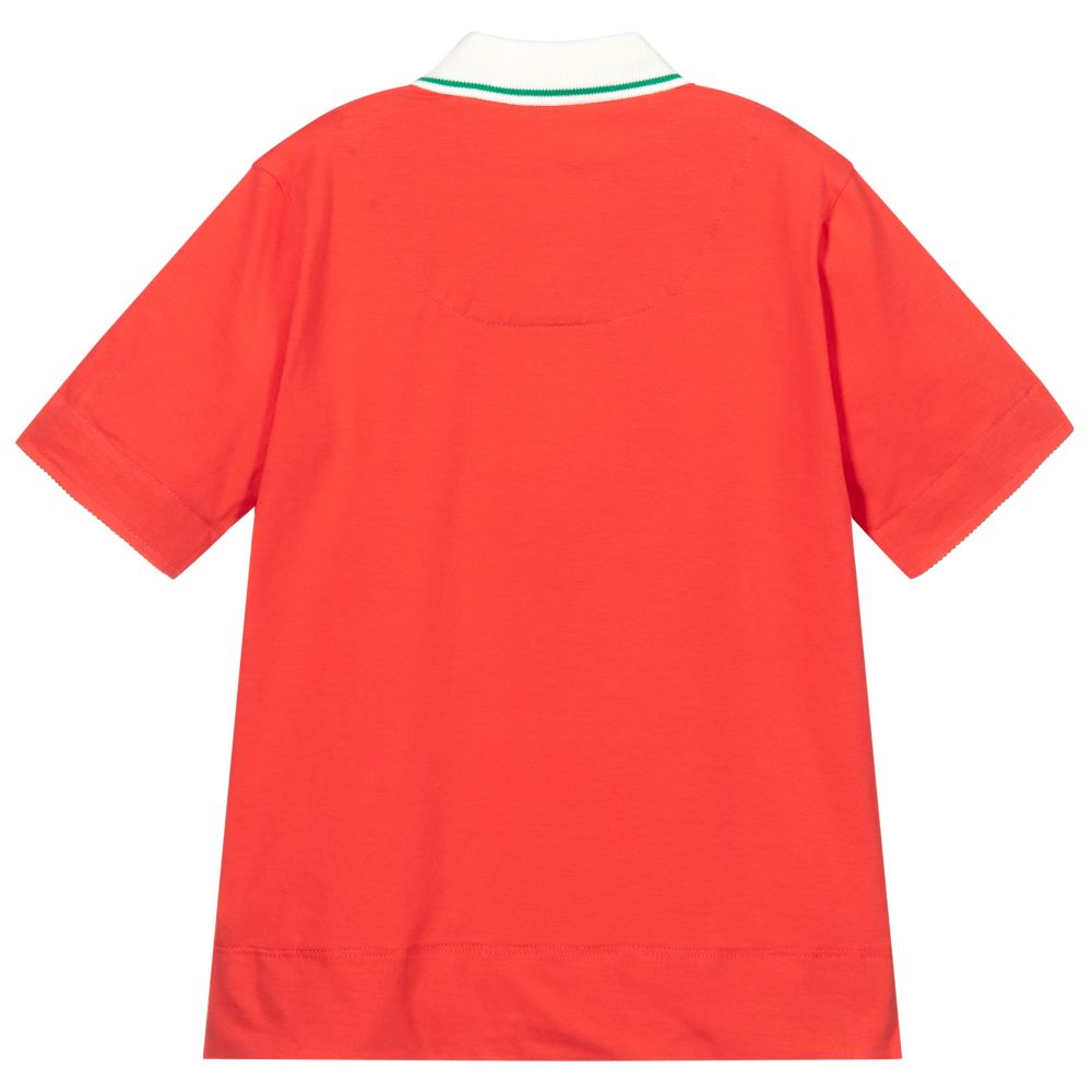 Pan Con Chocolate-Red Cotton Jersey Polo Shirt | Childrensalon Outlet