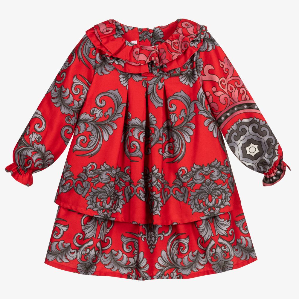 Pan Con Chocolate - Red & Grey Cotton Dress | Childrensalon