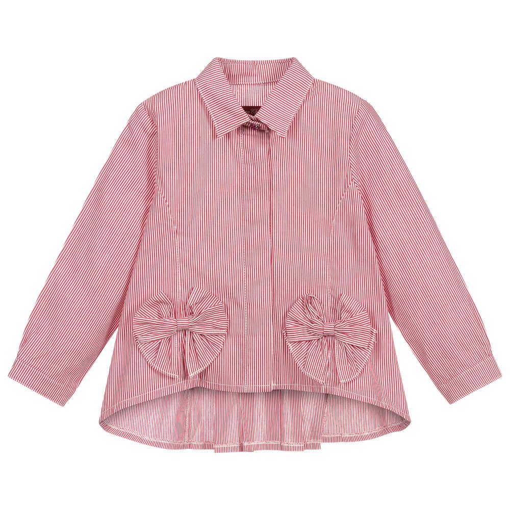Pan Con Chocolate-Red Striped Cotton Blouse | Childrensalon Outlet