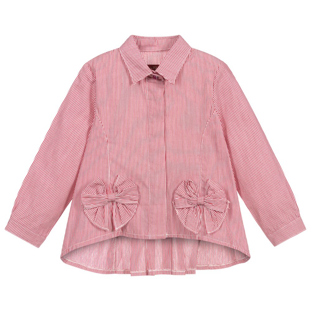 Pan Con Chocolate - Red Striped Cotton Blouse | Childrensalon