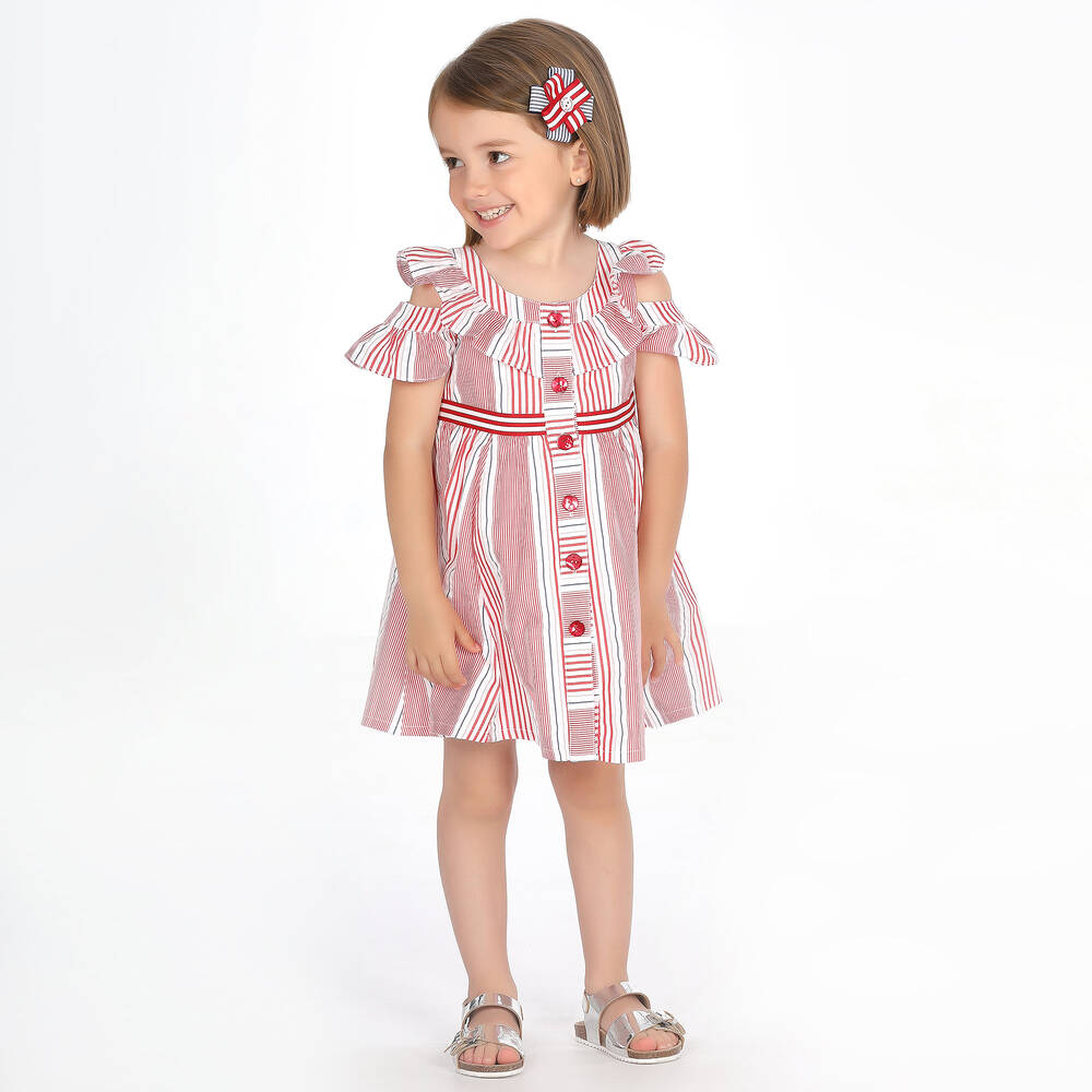 Pan Con Chocolate-Red Striped Cotton Dress | Childrensalon Outlet