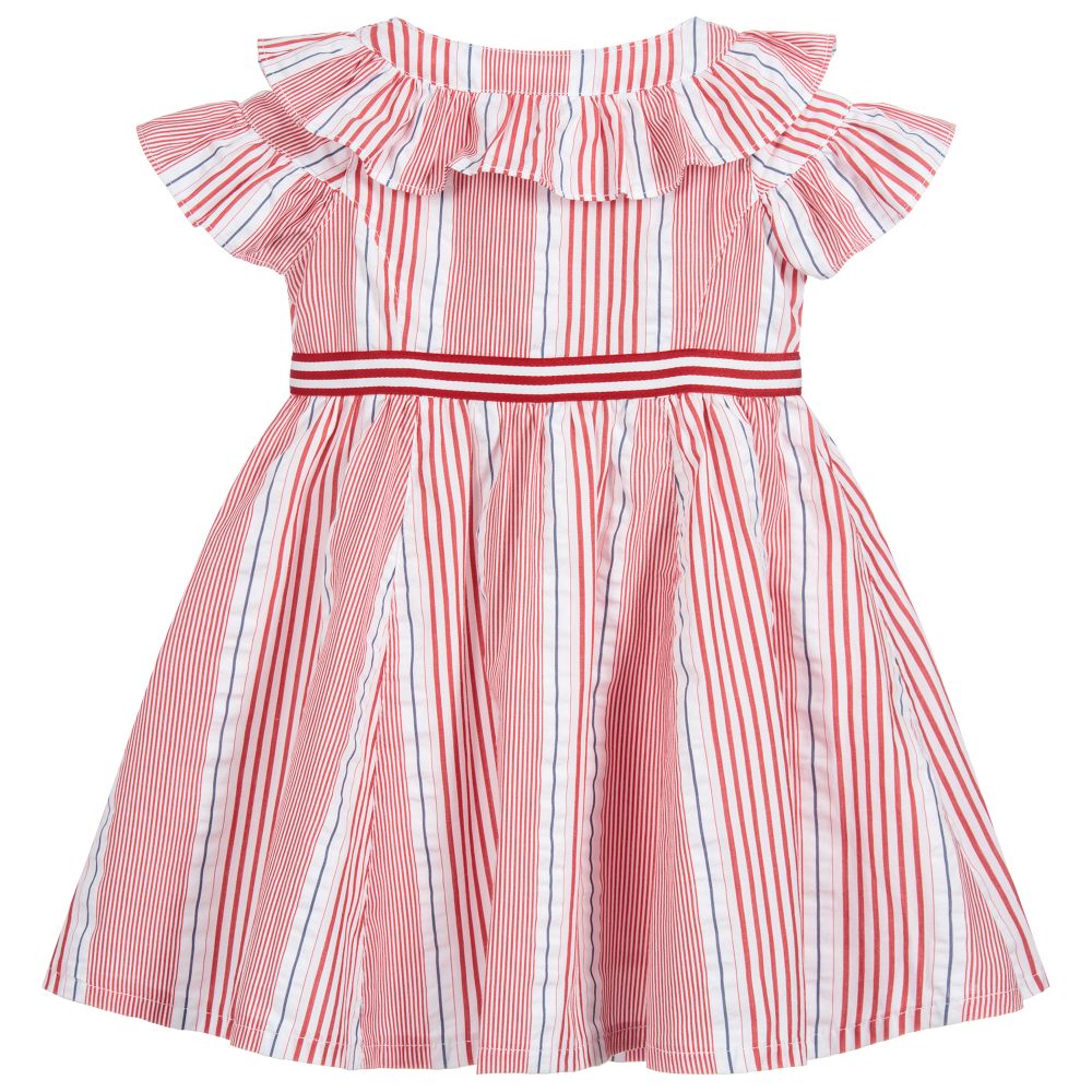 Pan Con Chocolate-Red Striped Cotton Dress | Childrensalon Outlet
