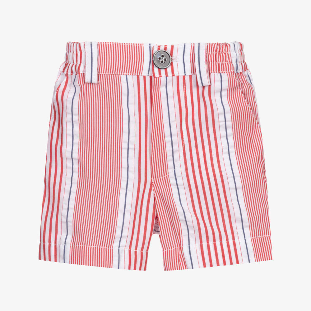 Pan Con Chocolate-Red Striped Cotton Shorts | Childrensalon Outlet