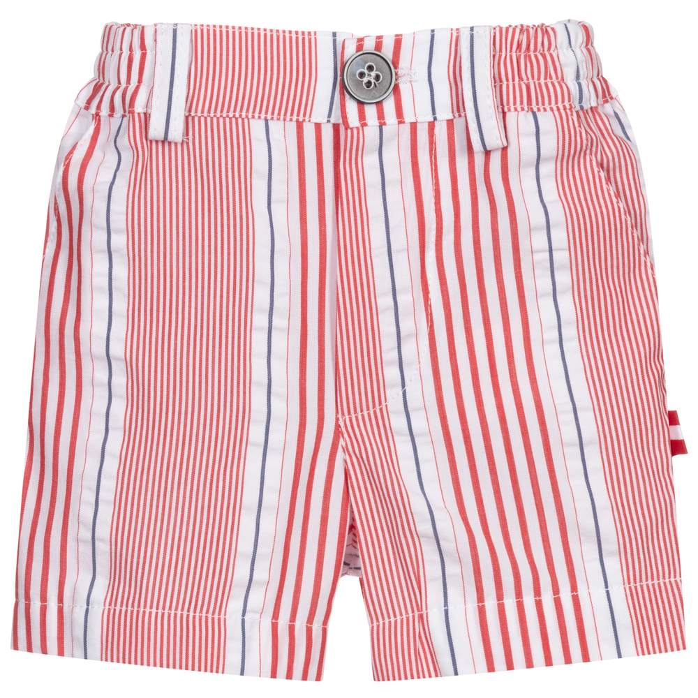 Pan Con Chocolate - Red Striped Cotton Shorts | Childrensalon