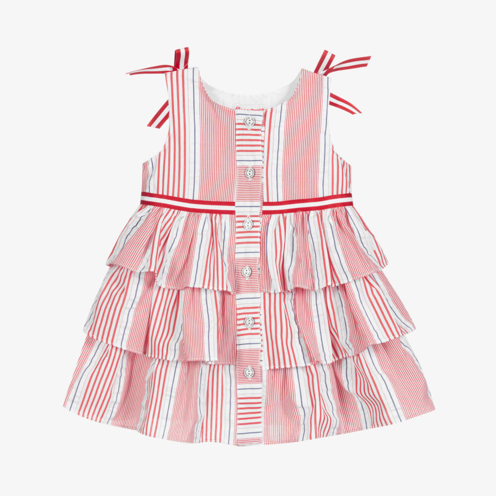 Pan Con Chocolate-Red & White Striped Dress Set | Childrensalon Outlet