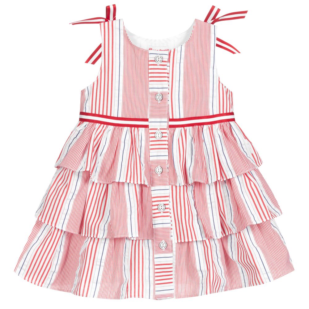 Pan Con Chocolate-Red & White Striped Dress Set | Childrensalon Outlet