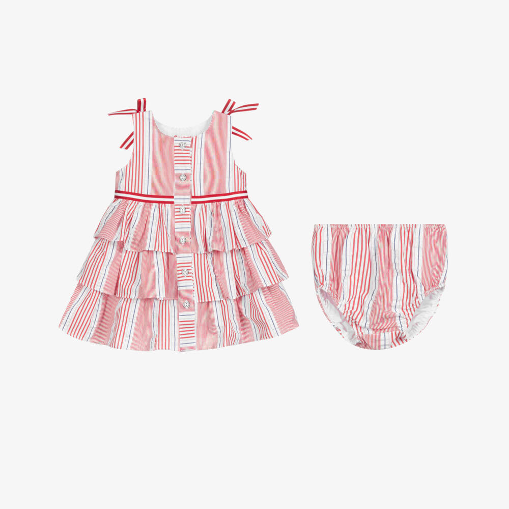 Pan Con Chocolate-Red & White Striped Dress Set | Childrensalon Outlet