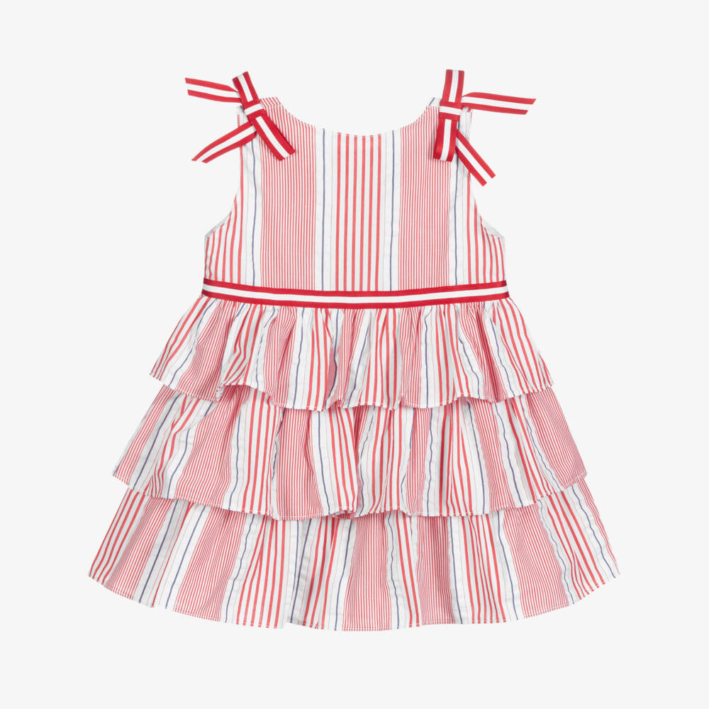 Pan Con Chocolate-Red & White Striped Dress Set | Childrensalon Outlet