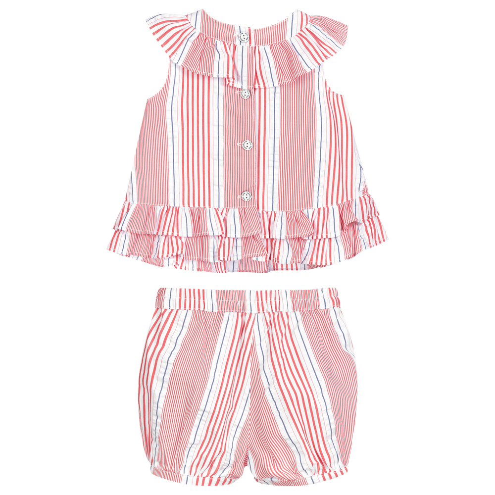 Pan Con Chocolate-Red & White Striped Shorts Set | Childrensalon Outlet