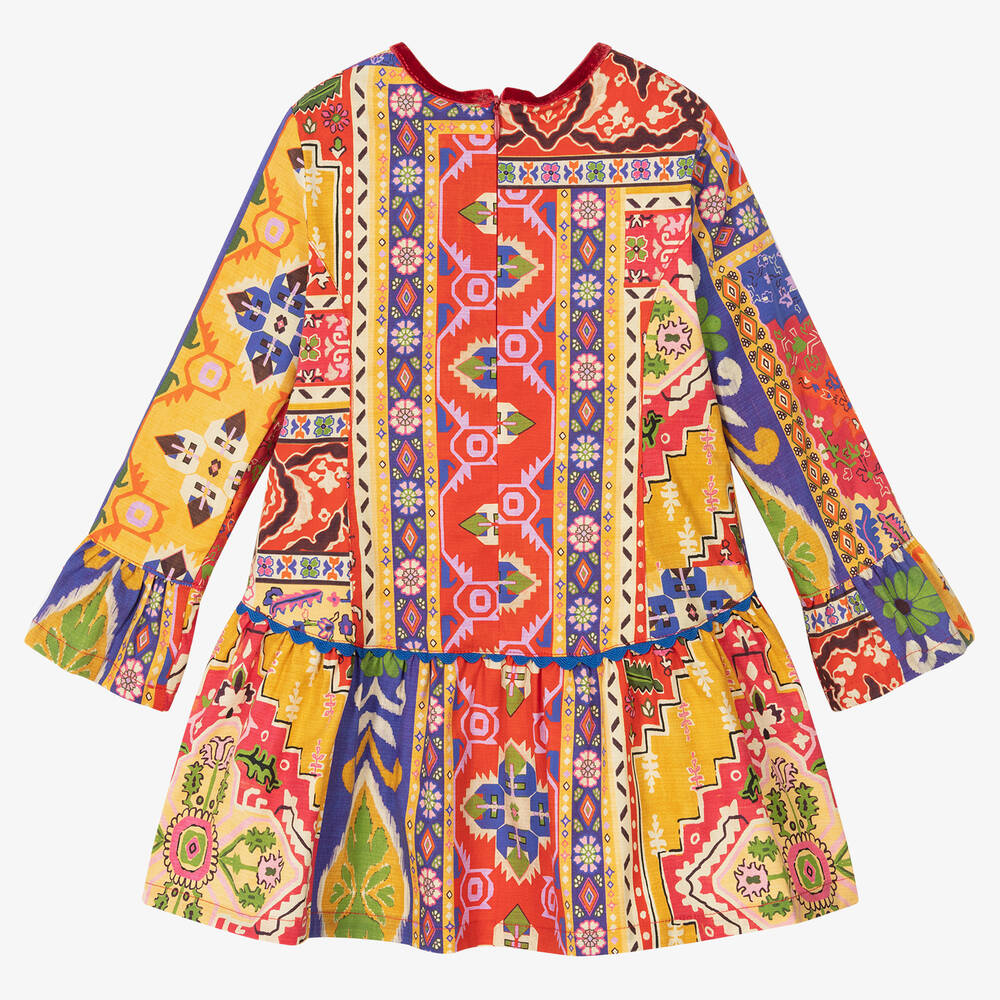 Pan Con Chocolate-Red & Yellow Cotton Dress | Childrensalon Outlet