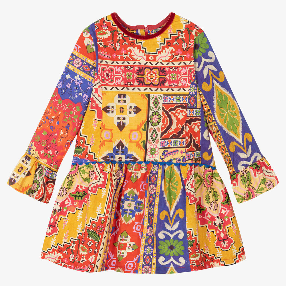 Pan Con Chocolate - Red & Yellow Cotton Dress | Childrensalon Outlet