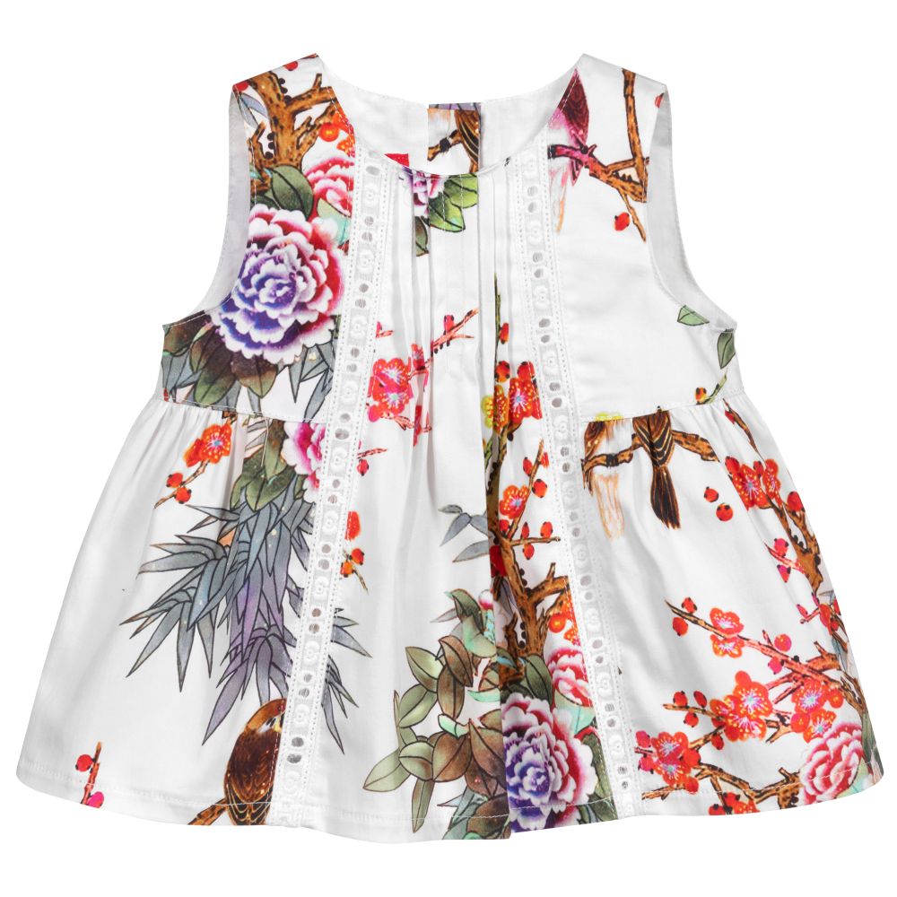 Pan Con Chocolate-White Cotton Floral Shorts Set | Childrensalon Outlet