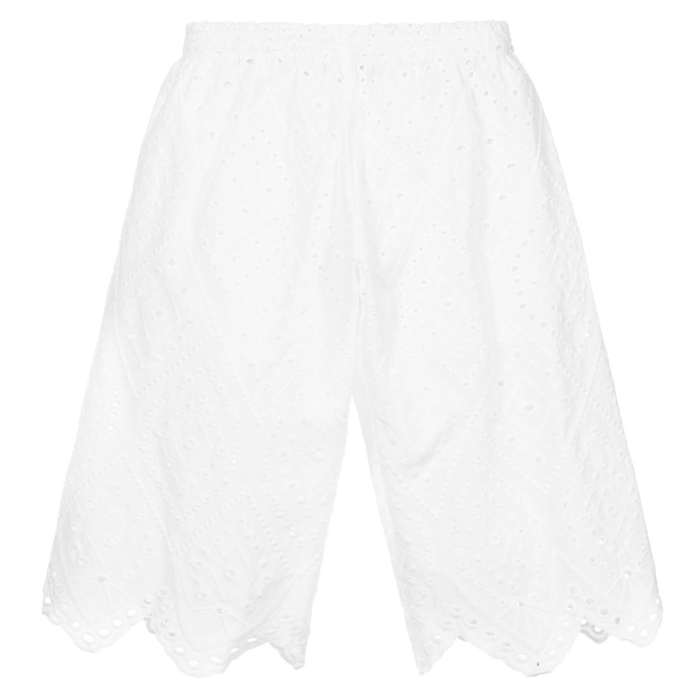 Pan Con Chocolate-بمطلون قطن برودوري لون أبيض للبنات | Childrensalon Outlet