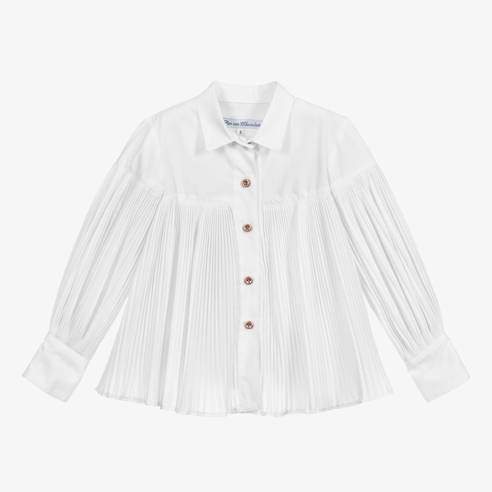 Pan Con Chocolate - Белая блузка со складками | Childrensalon