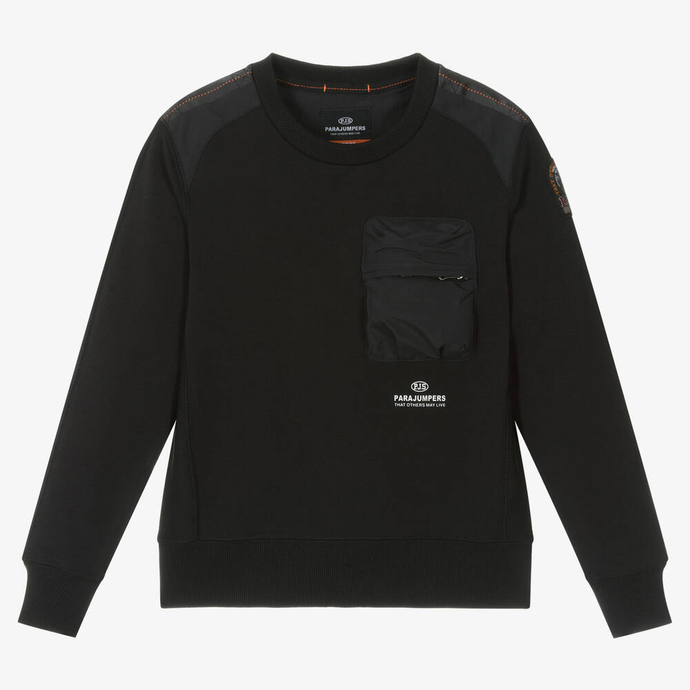 Parajumpers-Boys Black Cotton Sweatshirt | Childrensalon Outlet