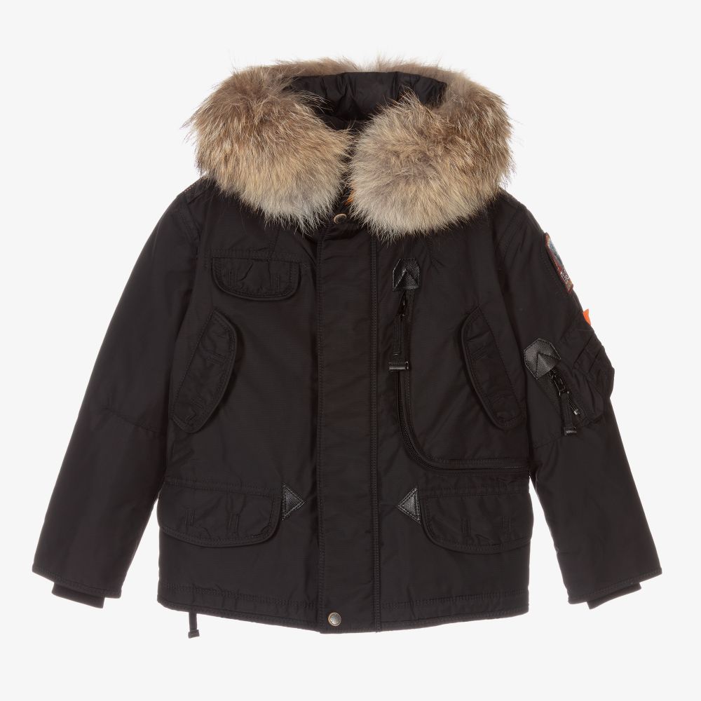 Parajumpers - Boys Black Hooded Down Jacket | Childrensalon