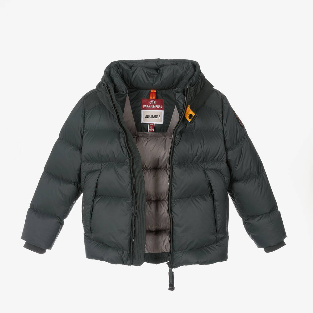 Parajumpers-Boys Dark Green Hooded Down Jacket | Childrensalon Outlet