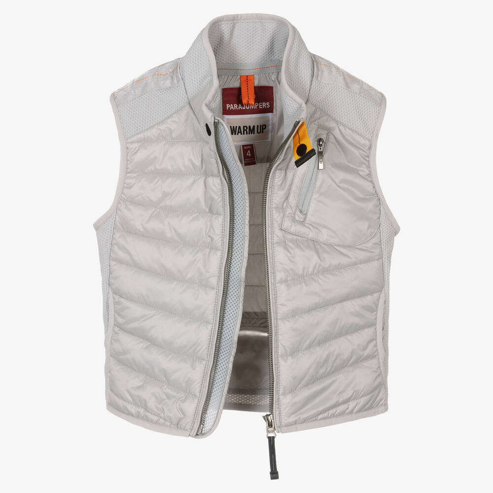 باراجمبرز-Boys Grey Nylon & Jersey Padded Gilet | Childrensalon Outlet
