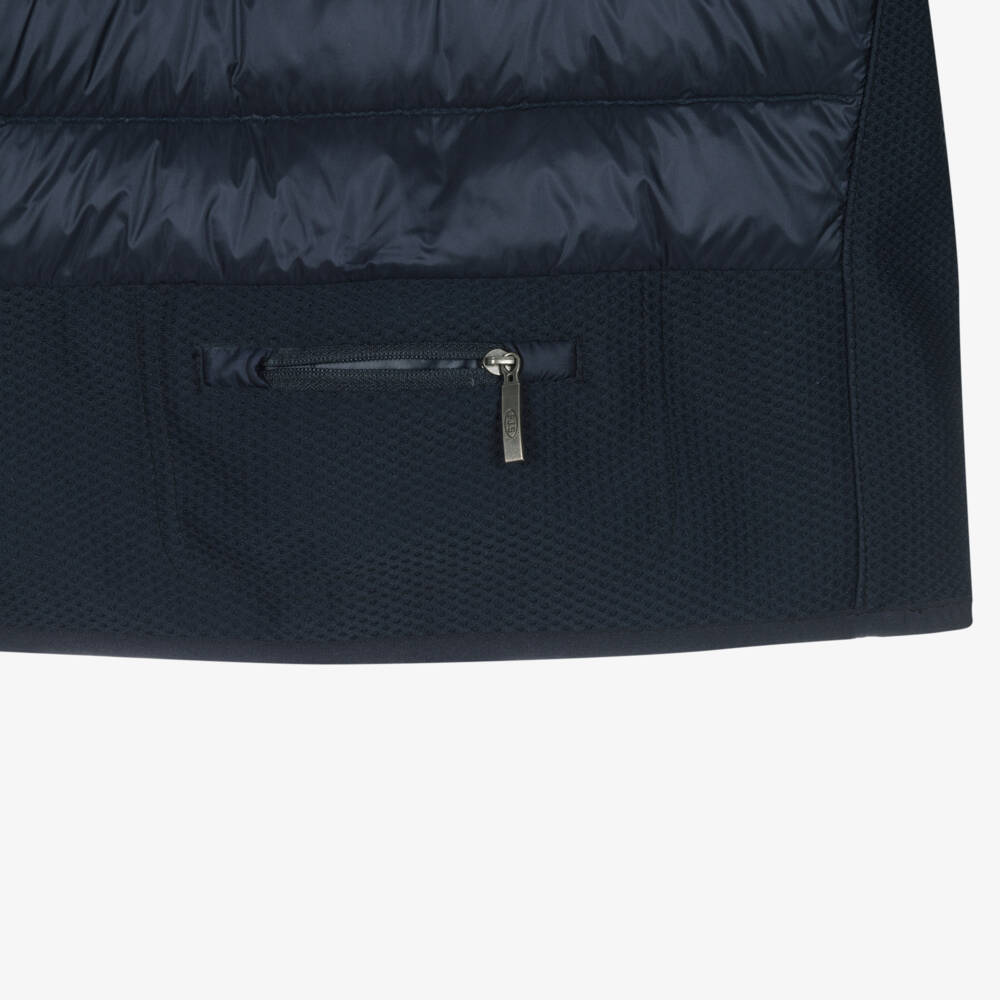 Parajumpers-Boys Navy Blue Hooded Jacket with Knit Sleeves | Childrensalon Outlet